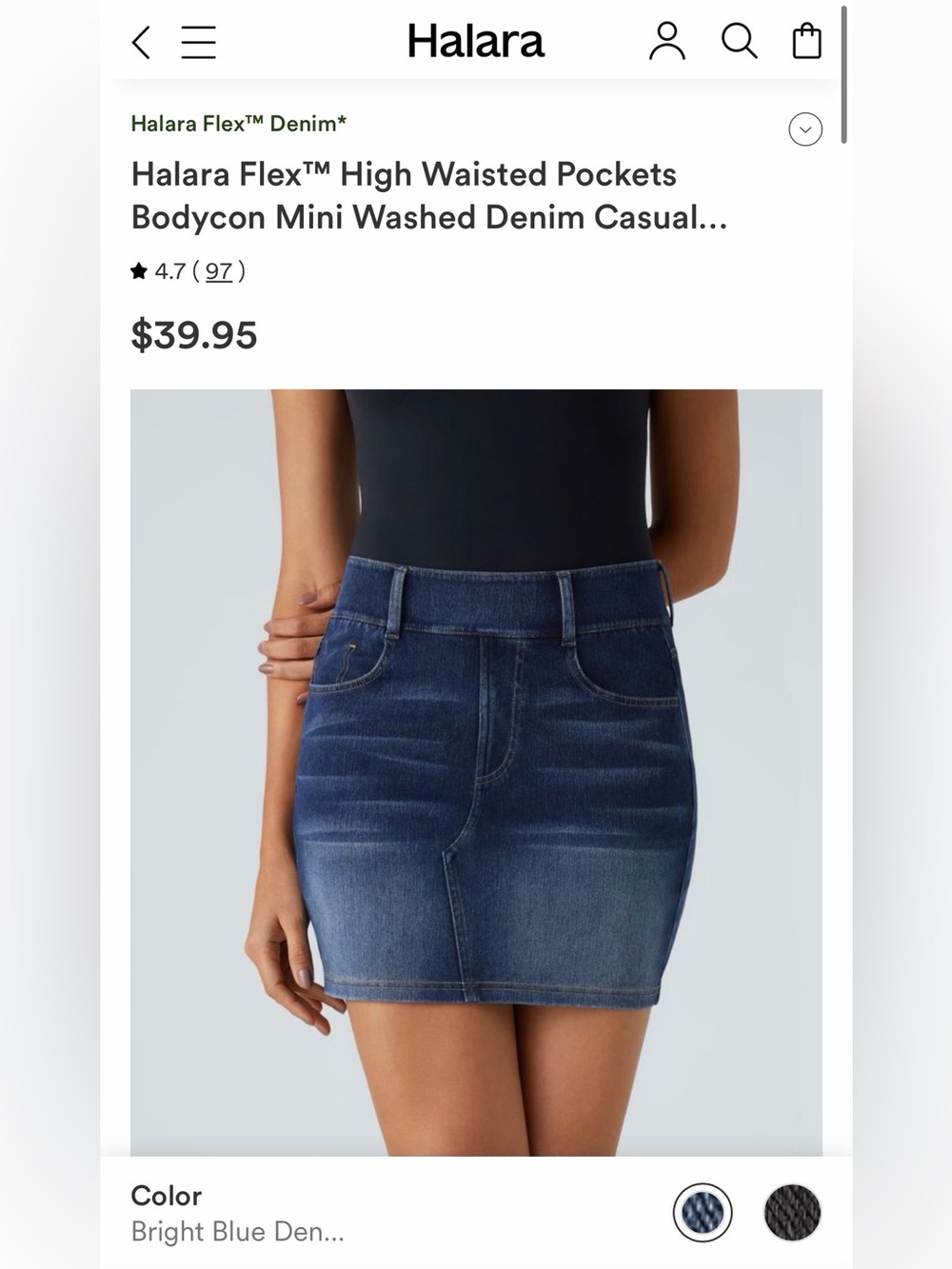 NWT HALARA Classic Blue Denim Mini Skirt